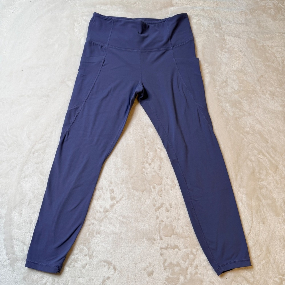 Athleta Salutation Stash 7/8 Leggings High rise Active Blue Purple Womens Med.